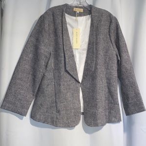 Grey Collarless Blazer